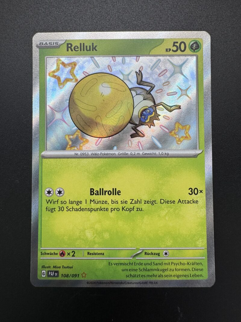 Raw - Rellor - German - Pokemon Card Paldean Fates - 108/91 - Shiny Rare